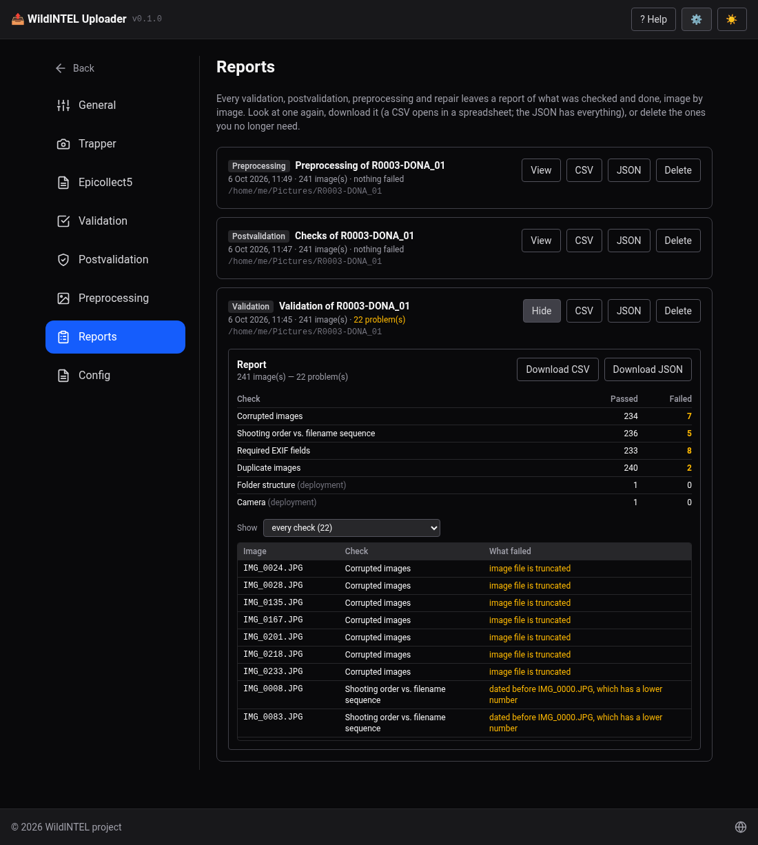 Settings › Reports