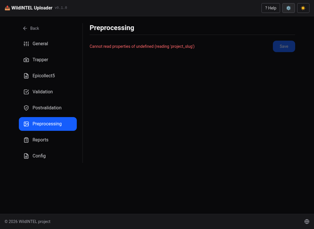 Settings — Preprocessing